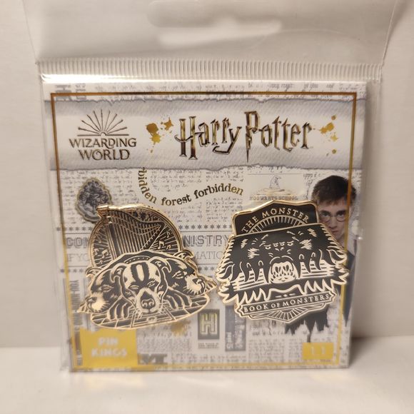 Harry Potter Book Of Monsters & Fluffy Enamel Pins Set Of 2 Official Collectible - Picture 1 of 2